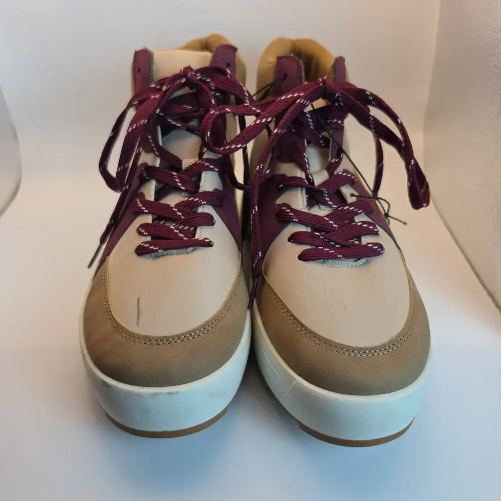 Maurices Women's 9.5 M High Top Sneakers Tan Burgundy Lace Up Casual Shoes